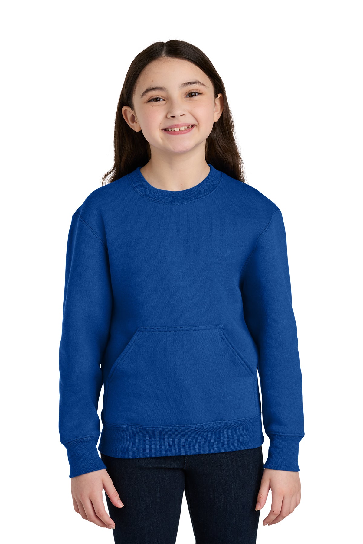 Port & Co Youth Core Fleece Crewneck Pocket Sweatshirt