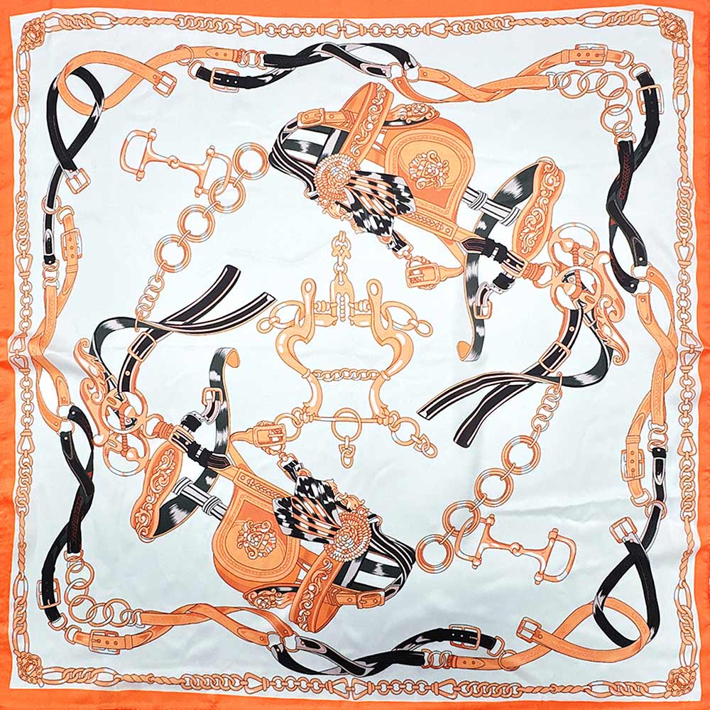 Classic Equestrian Harness Print Square Bandana Scarf