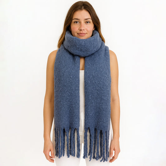 Chunky Oversized Knit Fringe Winter Scarf