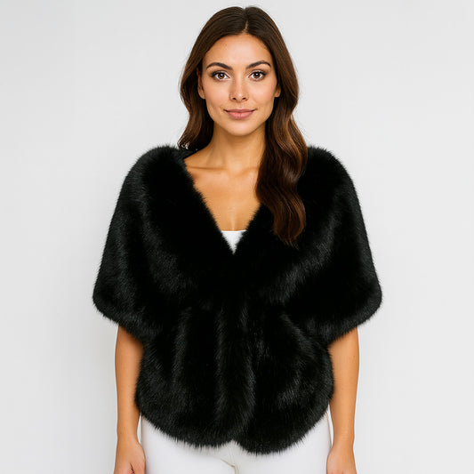 Faux Fur Shawl Wrap Poncho