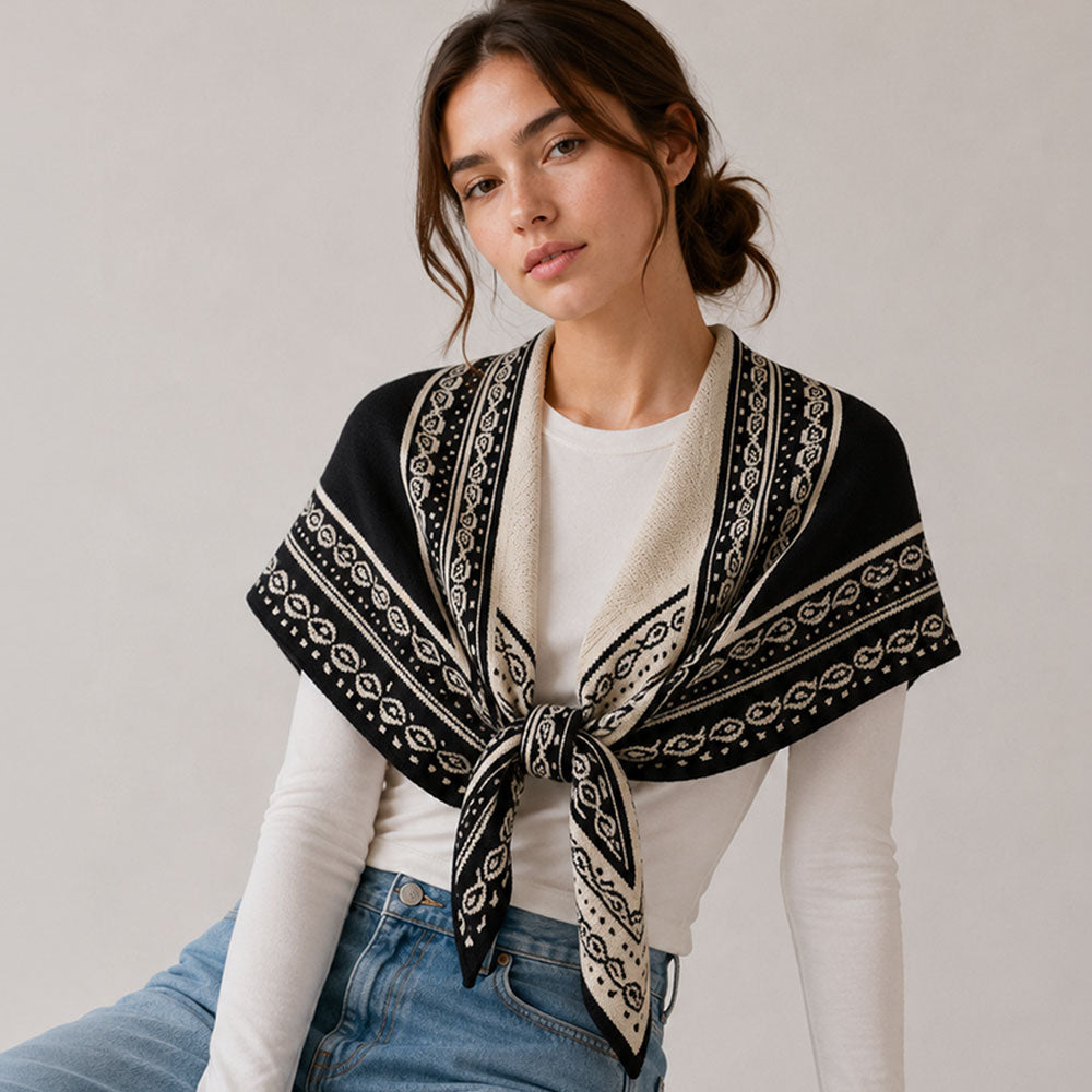 Paisley Knitted Triangle Scarf