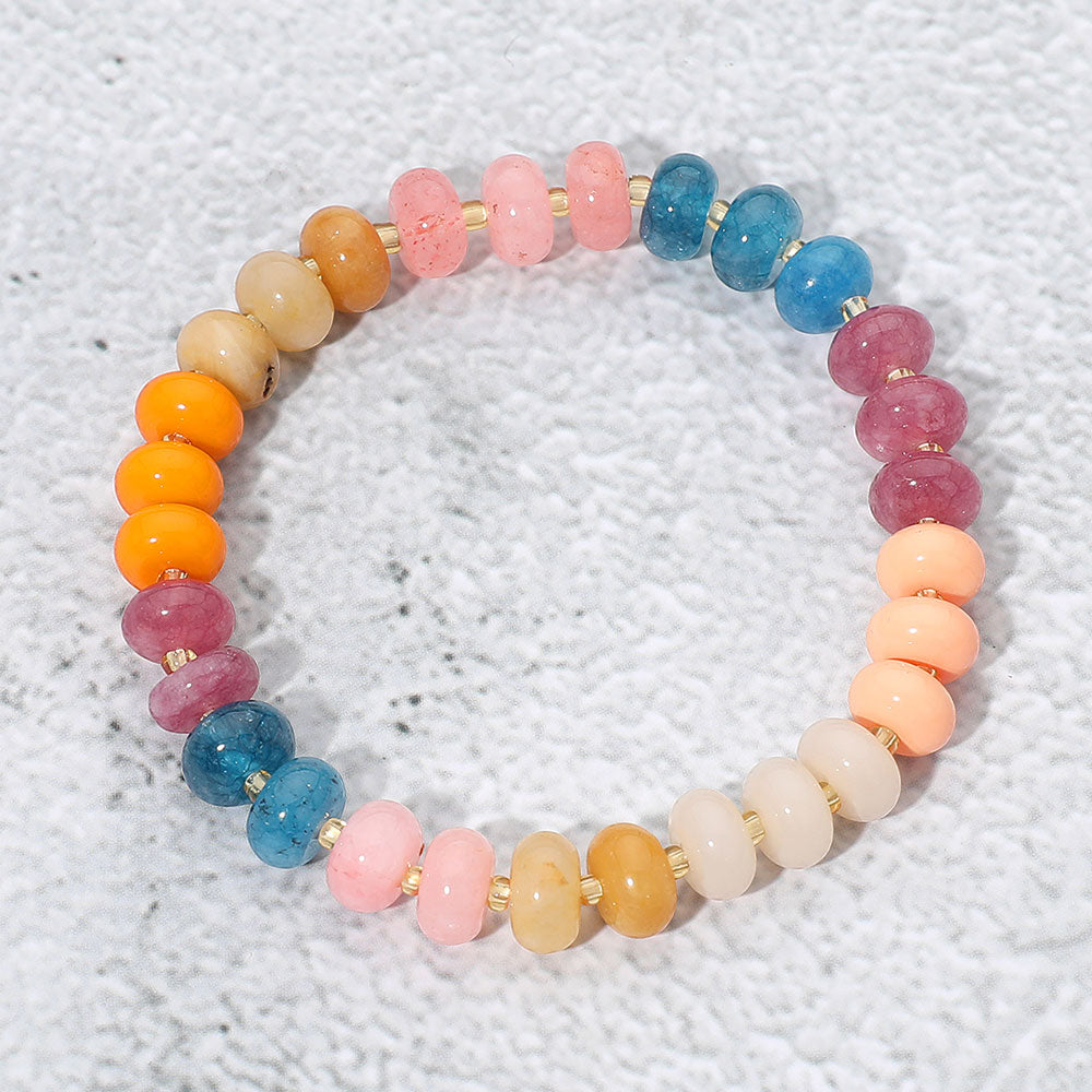 Resin Pebble Beaded Stretch Bracelet Brown & Multi
