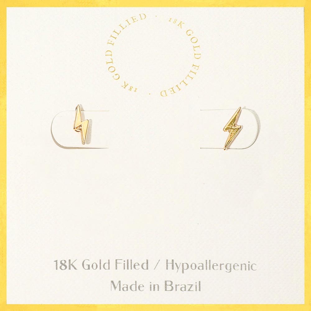 18K Gold Filled Hypoallergenic Mini Lightning Bolt Stud Earrings