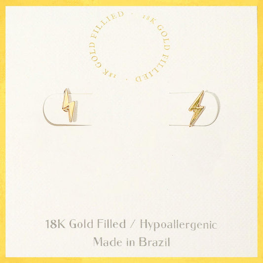 18K Gold Filled Hypoallergenic Mini Lightning Bolt Stud Earrings