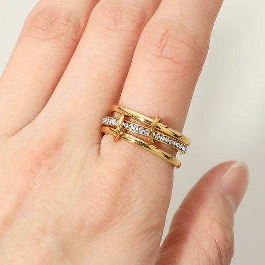 Stainless Steel Stacked Style Layered Mixed Ring Set