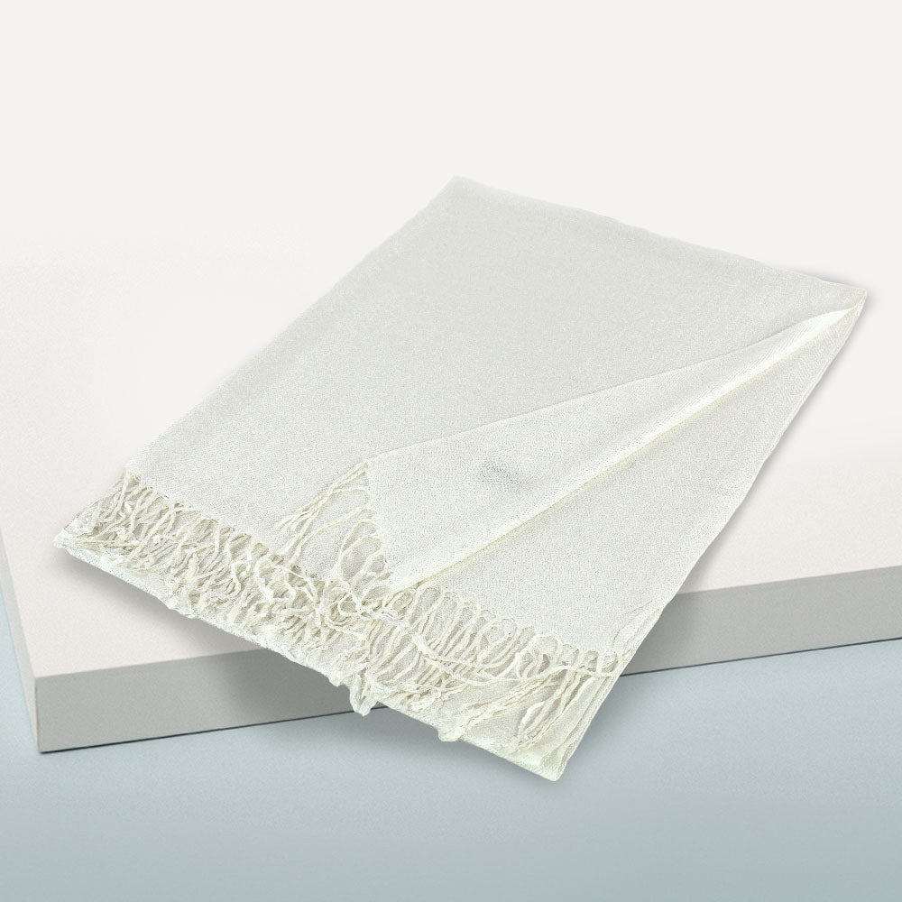 Solid Color Pashmina Scarf Shawl Ivory