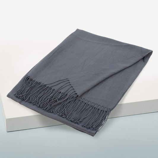 Solid Color Pashmina Scarf Shawl Charcoal
