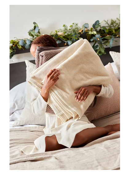 Harbor view herringbone cream blanket original