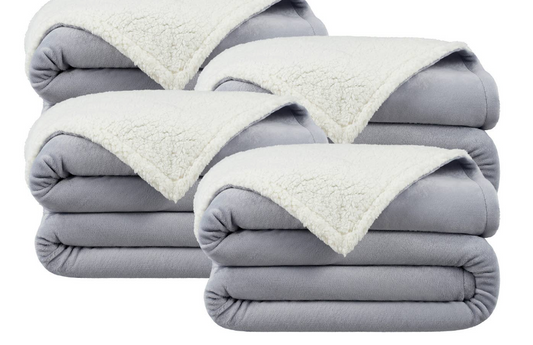 Host and Home Plush Sherpa Blanket: Grey / Throw