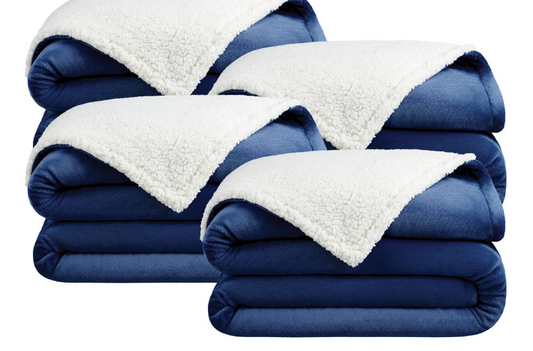 Host and Home Plush Sherpa Blanket: Navy / Throw