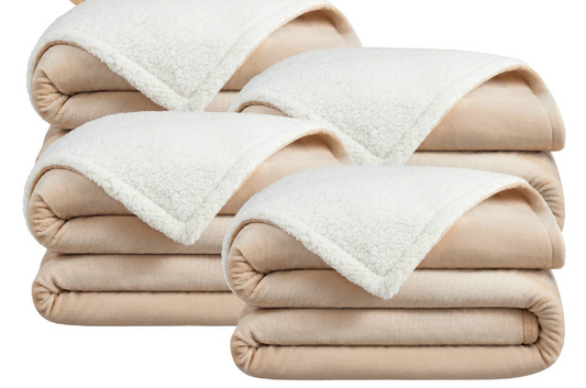 Host and Home Plush Sherpa Blanket: Tan / Throw