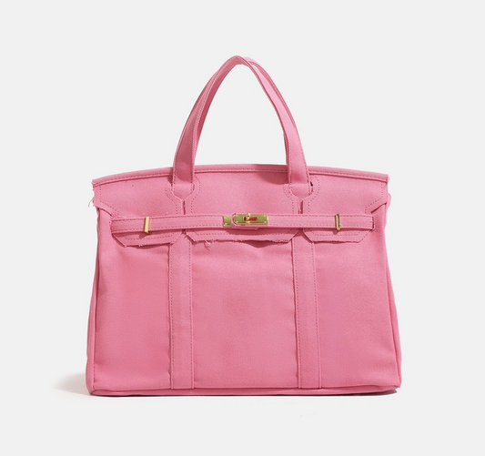 Handmade Premium Cotton Canvas Boat Bag Canvas Beach  / Boat Bag: Solid Pink