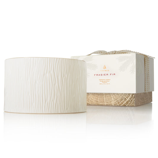 Frasier Fir Gilded Ceramic Poured Candle, 3-wick