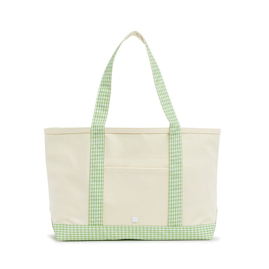 Medium Tote - Coated Canvas Natural With Gingham Leaf Trim
