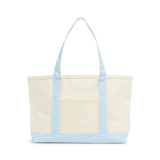 Medium Tote - Coated Canvas Natural With Gingham Mist Trim