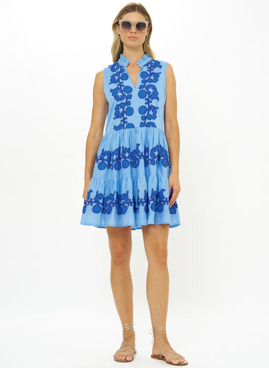 Yoke Dress in Tangier Blue