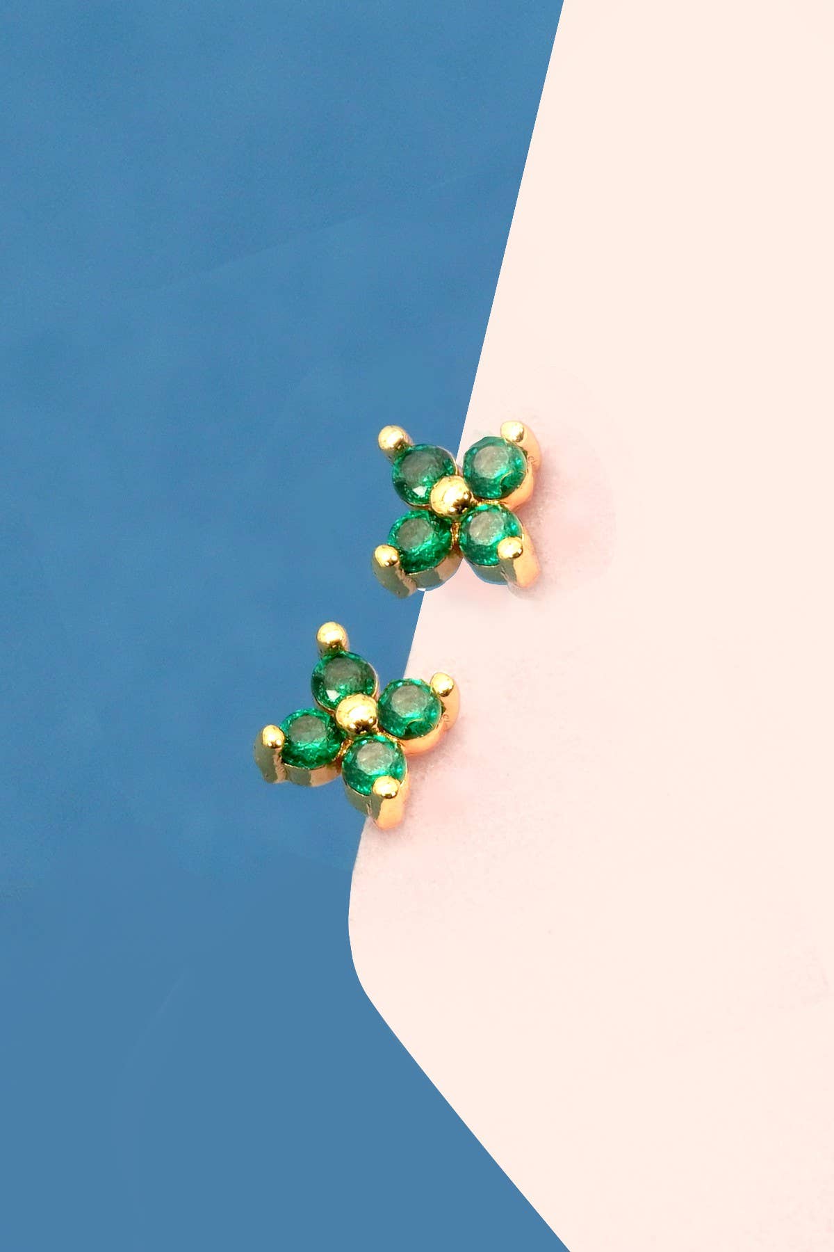 18k Stainless Steel Tarnish Free Stud Earrings | Emerald