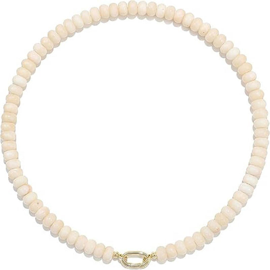 Rondelle Bead Necklace Detachable Oval Metal Buckle Dainty: Color_07 / M