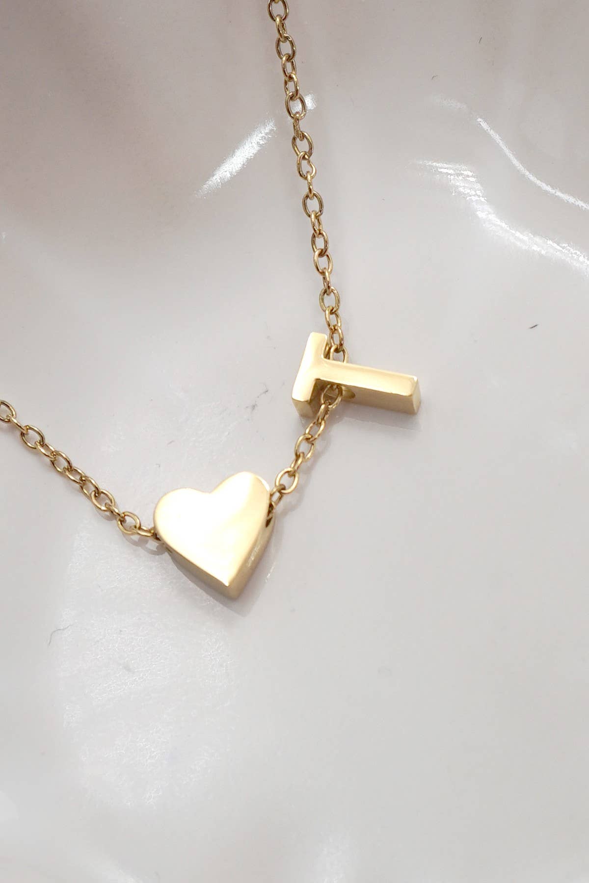 18k Stainless Steel Tarnish Free Initial Necklace | T