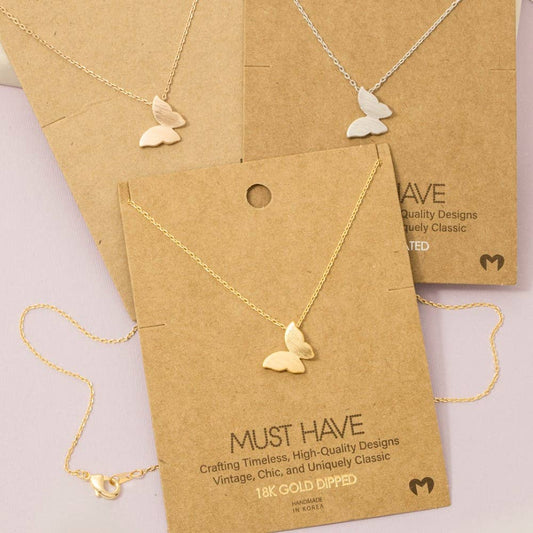 Gold Dipped Mini Butterfly Pendant Necklace: G