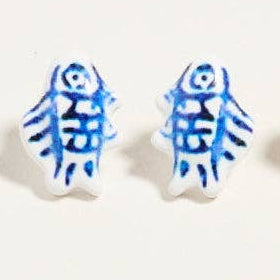 0.75 Inch Ceramic Sardine Earrings: Gold / ONE