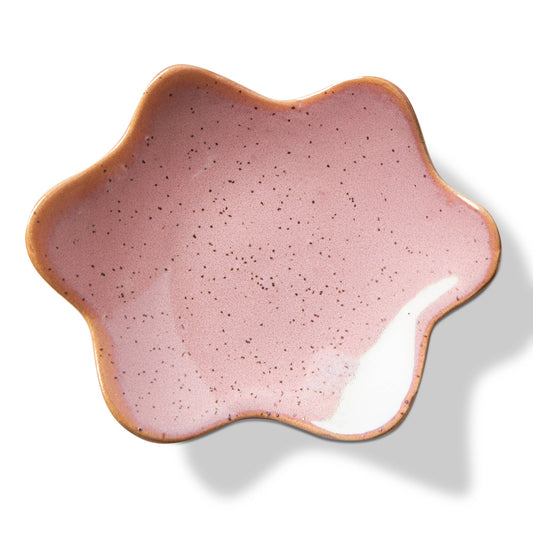 Organic Wave Trinket Dish Small Pink Stoneware Everyday