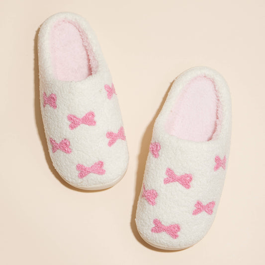 Little Ribbons Home Slippers: White