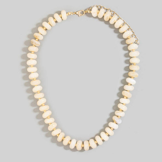 Natural Color Marble Resin Disc Beaded Necklace