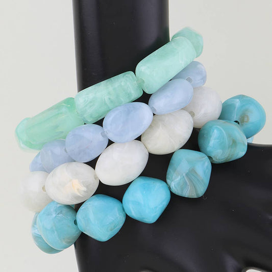 Multi Marble Stone Beaded Bracelet: MI