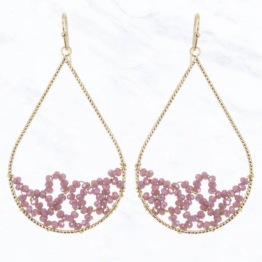 Teardrop Beaded Earrings: Lavender