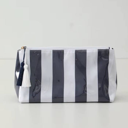 Travel Stripe Cosmetic Makeup Pouch Bag | Navy White