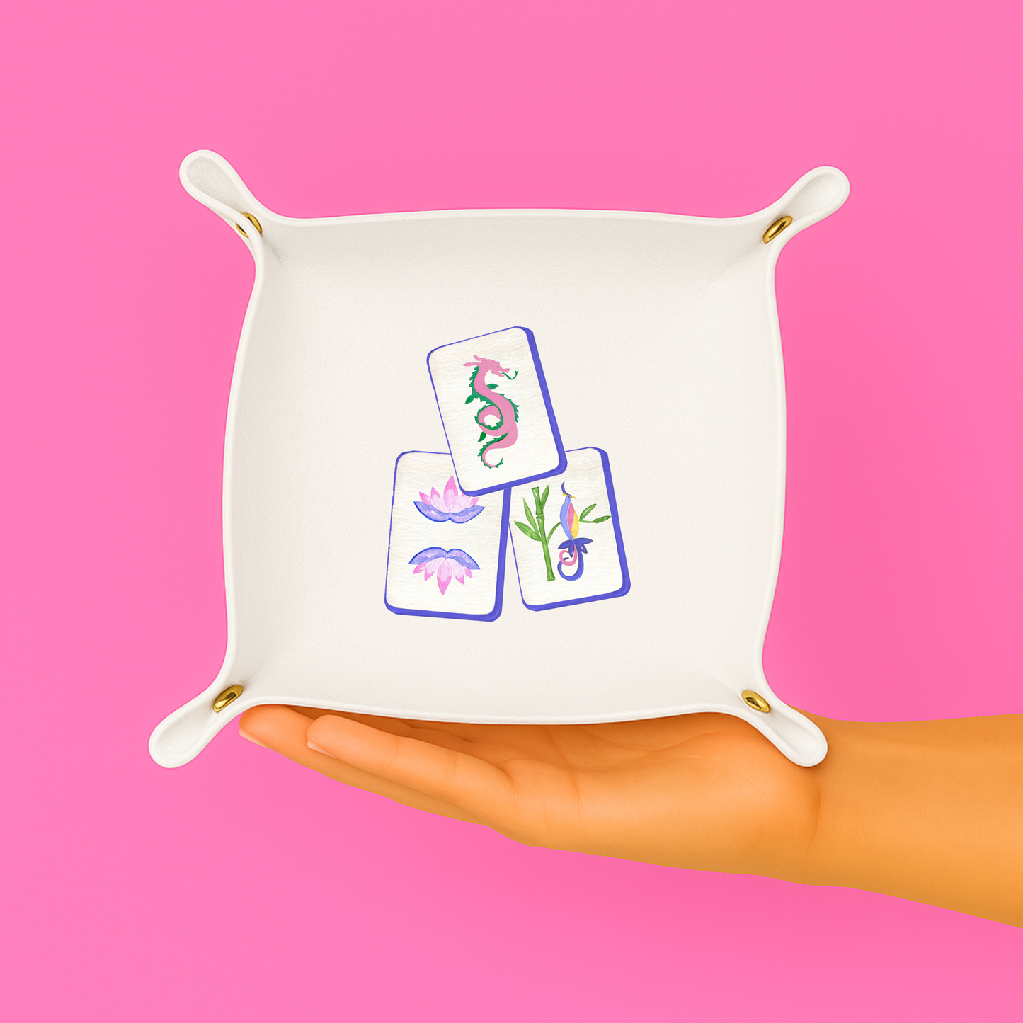 Mahjong Gift Trinket Gift Jewelry Catchall | White