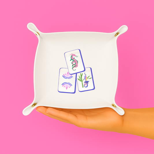 Mahjong Gift Trinket Gift Jewelry Catchall | White