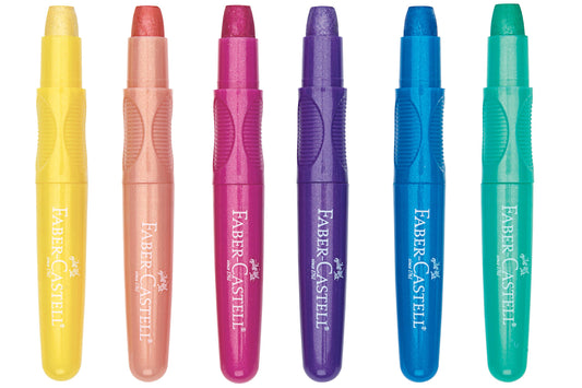 6 Metallic Chunky Gel Crayons in Storage Case for Kids