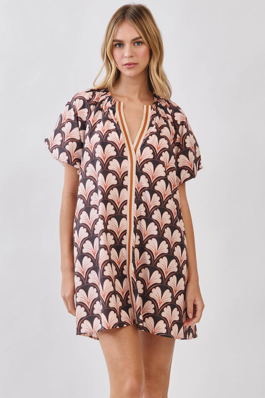 Floral Print Puff Sleeve Mini Dress