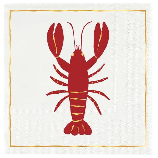 Ceramic Napkin Tray + Napkins - Red Lobster: Ceramic, Paper, Velvet Ribbon