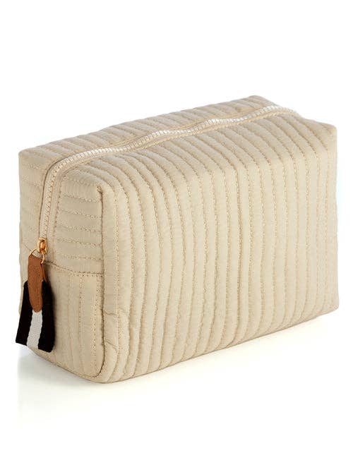 Ezra Large Boxy Cosmetic Pouch: Ivory