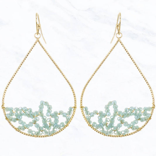 Teardrop Beaded Earrings: Mint