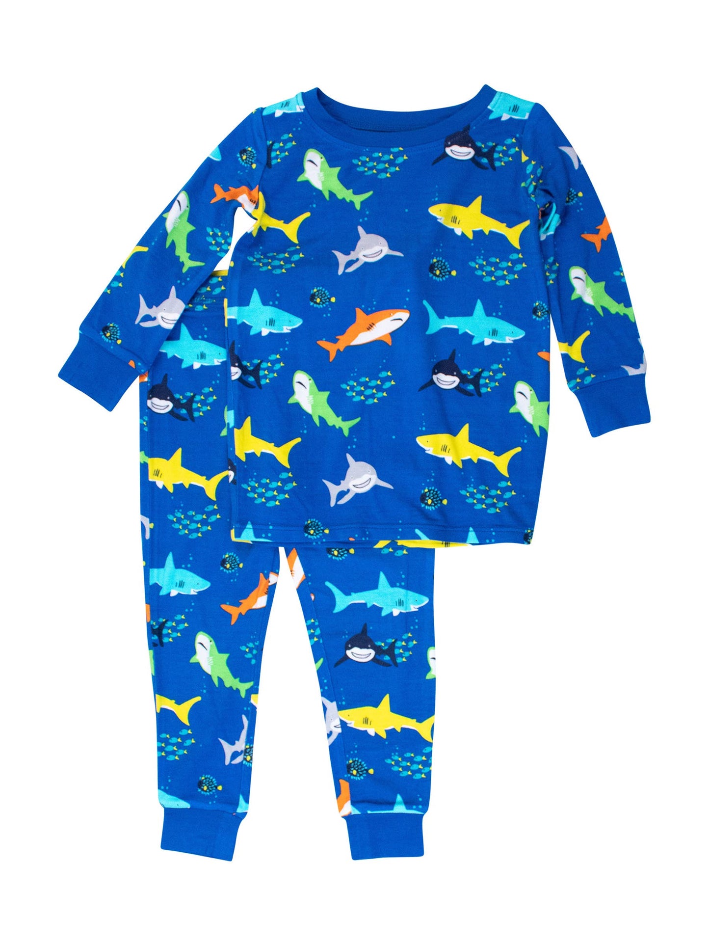 Boys Happy Sharks Bamboo Viscose Long Sleeve Pajama Set