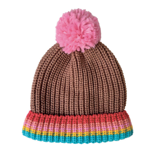 Rainbow Stripe Knitted Hat 7-10 Years