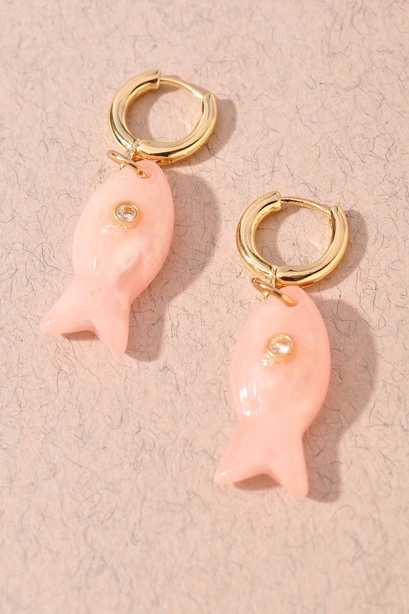 Mini Fish Charm Hoop Earrings: GDROQ
