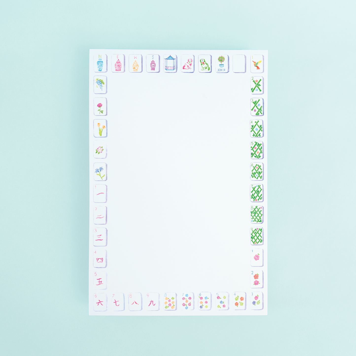 Sunset Mahjong Tiles Border Notepad