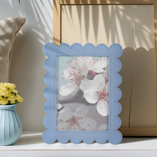 7 in. x 9 in. Blue Resin Scallop Edge Photo Frame