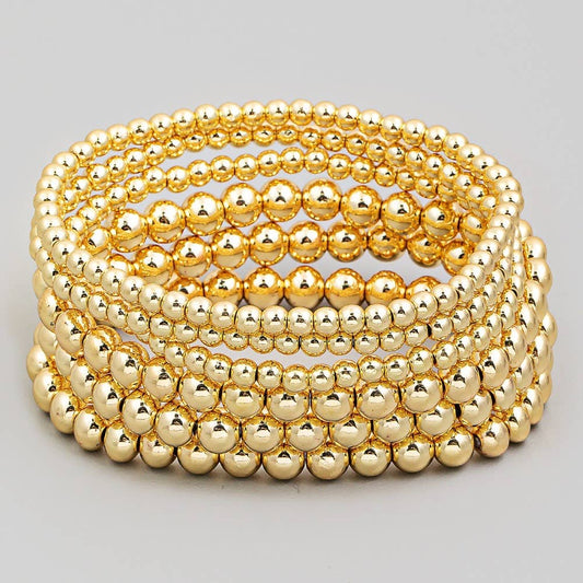 Metallic Ball Beaded Stackable Bracelet: G