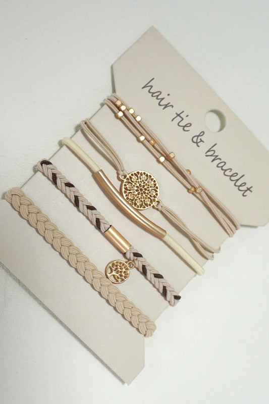 Boho Dual Function Knot Bracelet Hair Ties | Off White