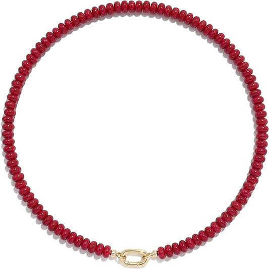 Rondelle Bead Necklace Detachable Oval Metal Buckle Dainty: Color_13 / M