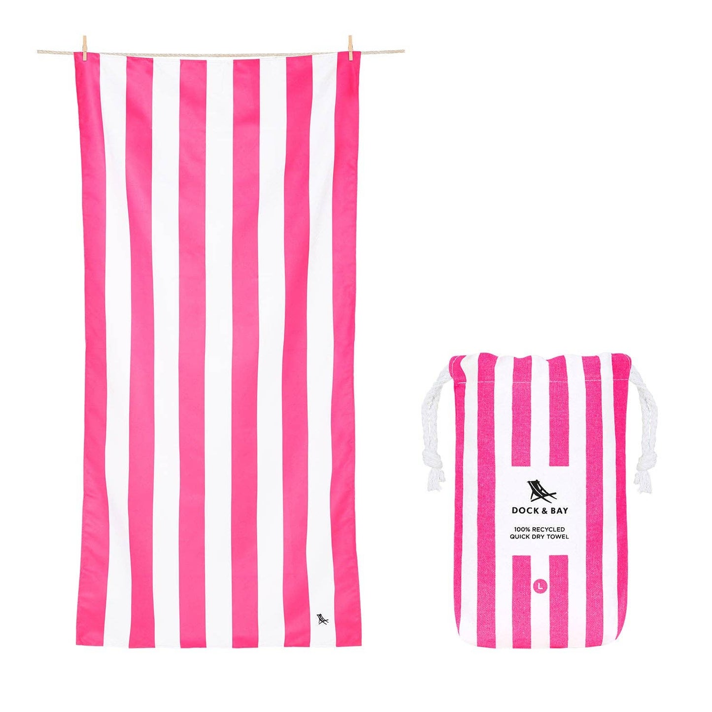 Dock & Bay Quick Dry Towels - Cabana - Phi Phi Pink: Large (63x35")