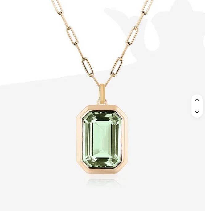 18k Stainless Steel Tarnish Free Square Necklace | Peridot
