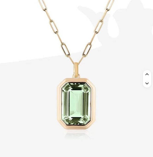 18k Stainless Steel Tarnish Free Square Necklace | Peridot