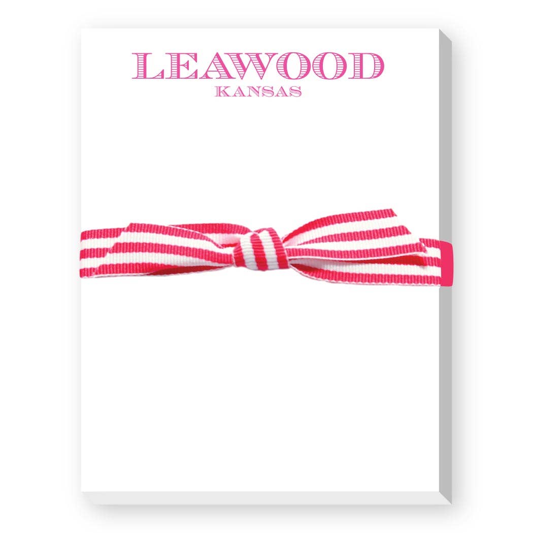 City and State Mini Notepad: Pink-New Canaan